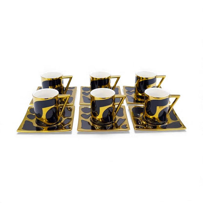 12 Piece Espresso Set Black & Gold