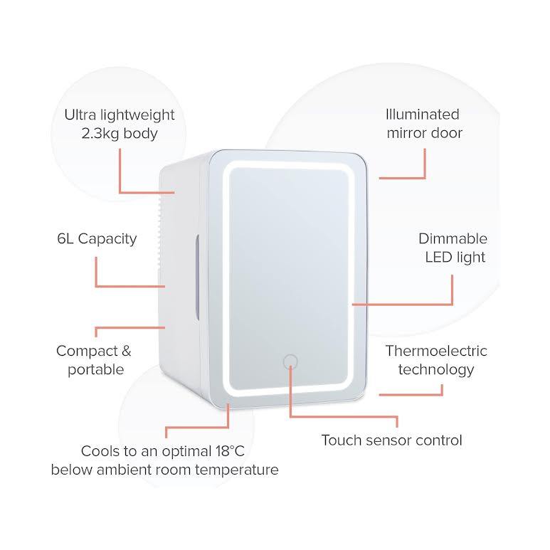 Goldair 6Lt Compact Beauty Cooler With LED Lighting White