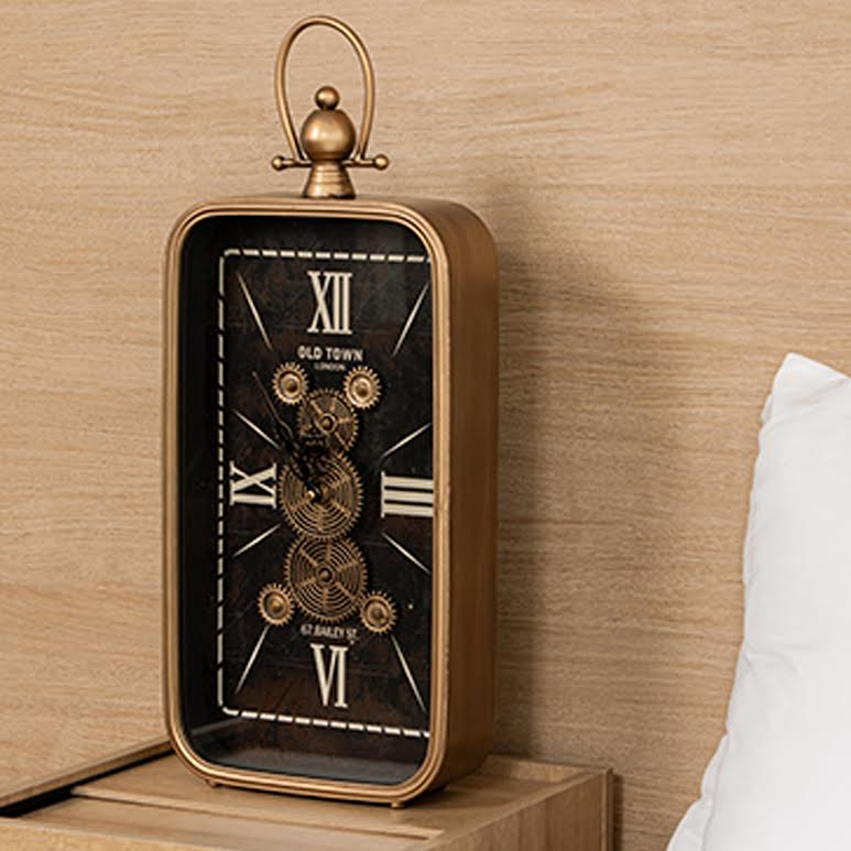 Bedside Clock Black & Gold