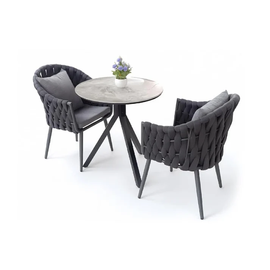 Woven 3 Piece Table & Chairs Black