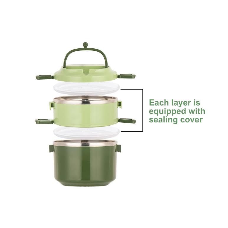 Stackable 2 Tier Lunch Box Green