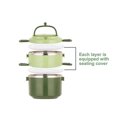 Stackable 2 Tier Lunch Box Green