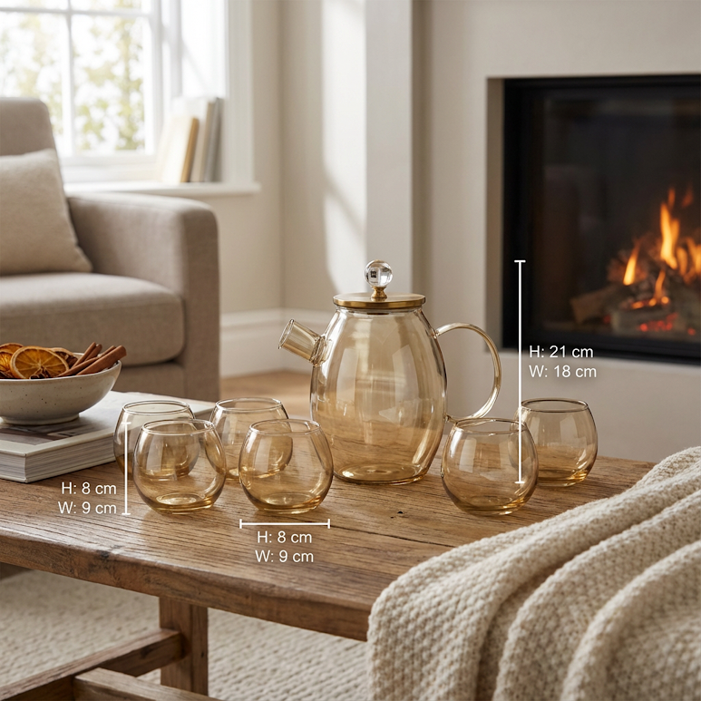 7 Piece Borosilicate Glass Pitcher & Tumbler Set Clear