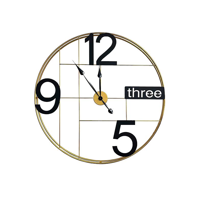 60cm Wall Clock Black & Gold
