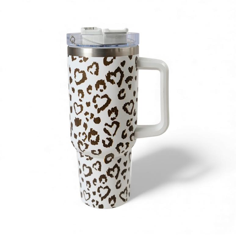 1.2Lt Stainless Steel Animal Print Flask White