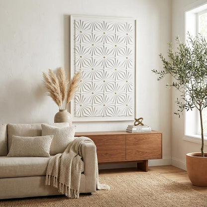 80 x 120cm 3D Painting with Gold Accents White