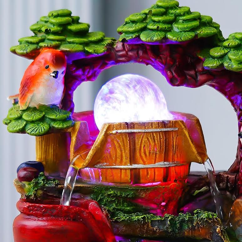 Bird Design Tabletop Indoor Water Fountain Multicoloured