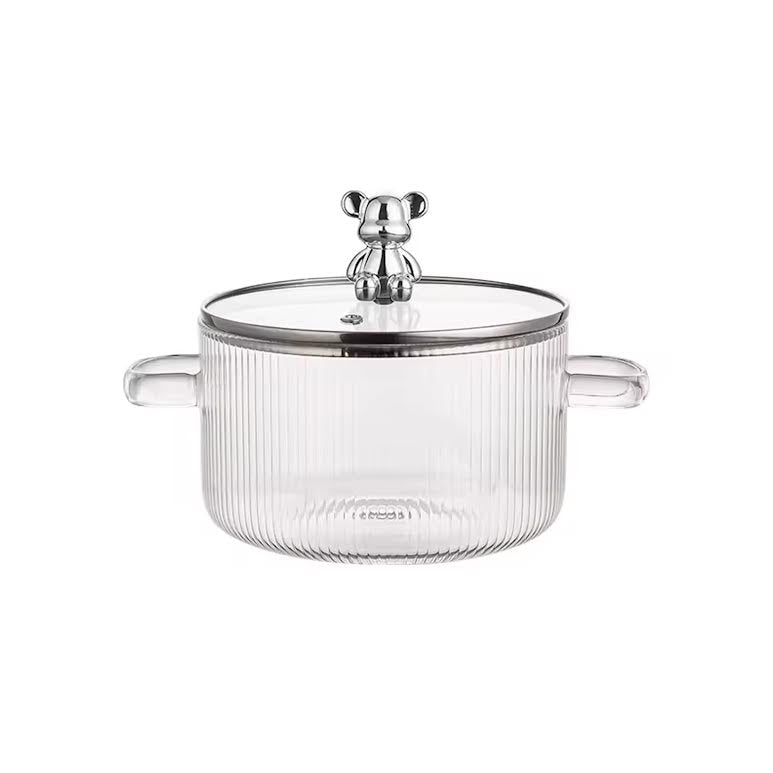 Borosilicate Glass Fluted Stovetop Pot Clear
