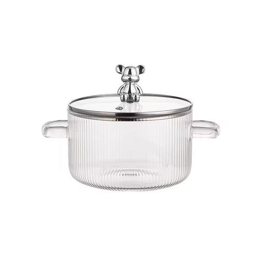 Borosilicate Glass Fluted Stovetop Pot Clear