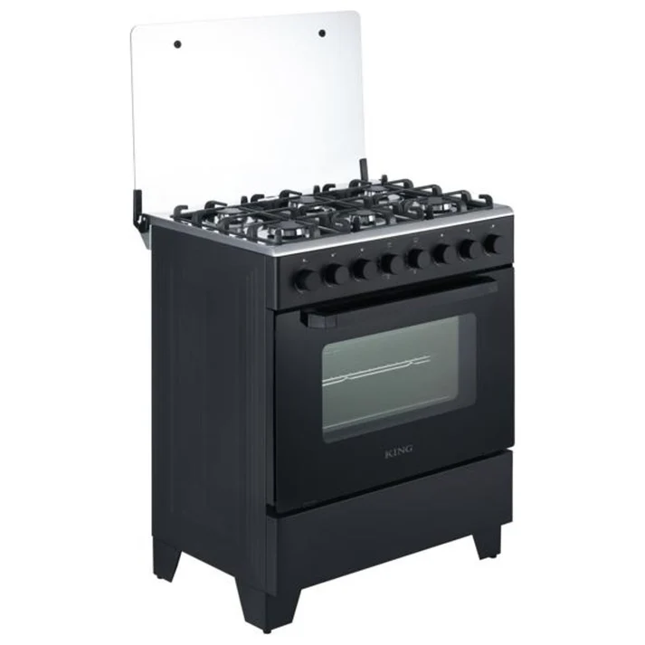 King Outdoor 76cm Full Gas Stove with 6 Burners & Grill Matte Black