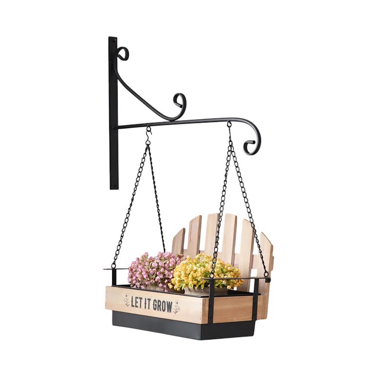 Wall Hanging Bench Planter Black