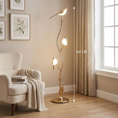 Bird Design Lamp Gold & White