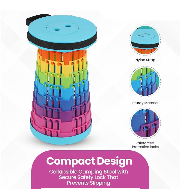 Collapsible Telescopic Folding Stool Blue