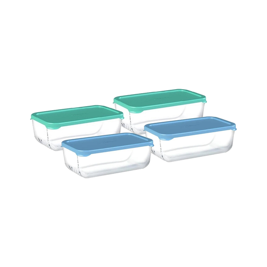 Pasabahce Snowbox 4 Piece 760ml Combo Blue & Green