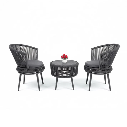 Spoked 3 Piece Table & Chairs Grey