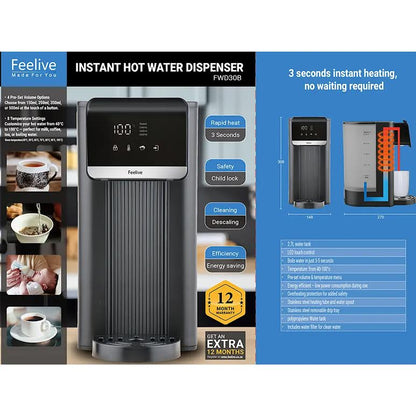 Feelive 2.7Lt Instant Hot Water Dispenser Black