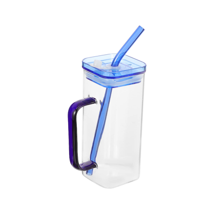 Borosilicate Glass 300ml Cup Clear & Blue