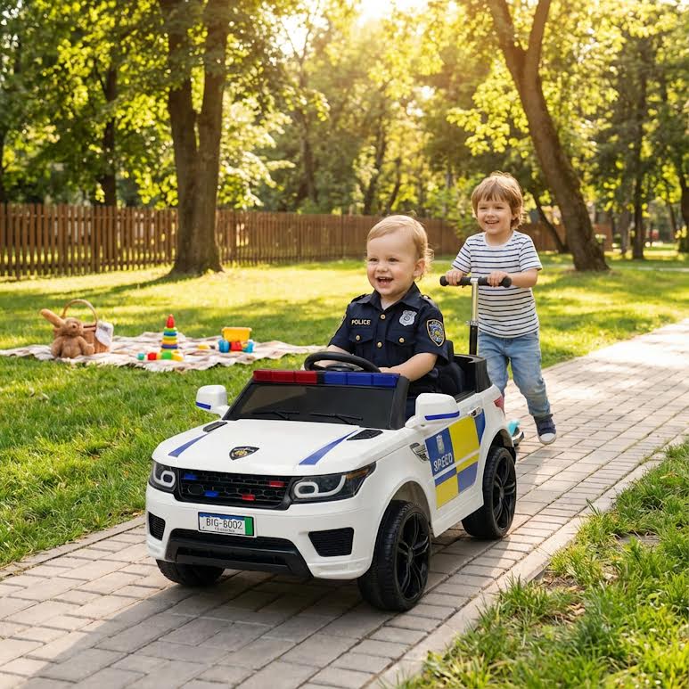 Mercedes Design Kids Police Car Ride On White