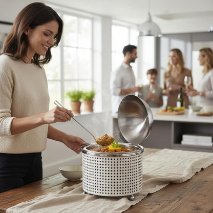 2.5Lt Chafing Dish with Mesh Design White & Stainless Steel