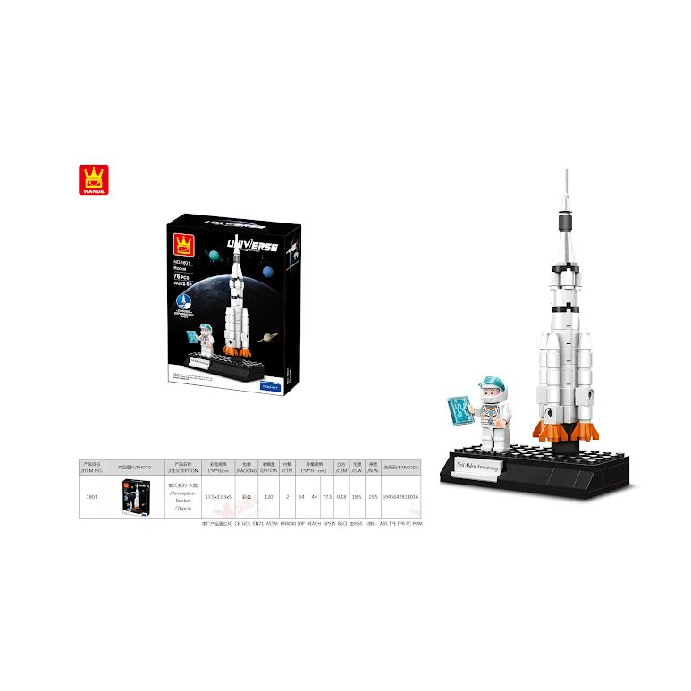 Wange Aerospace Rocket 76 Piece Building Block Set
