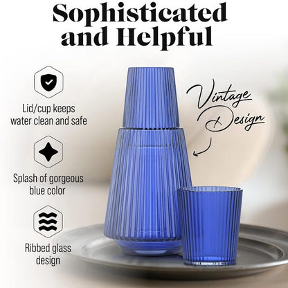 Line Design Glass Decanter Blue