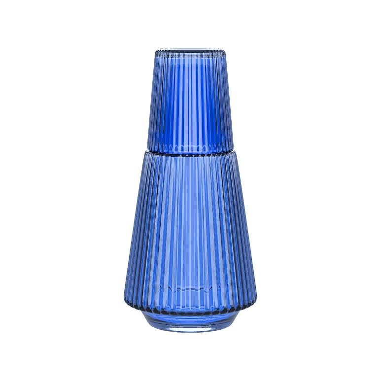 Line Design Glass Decanter Blue