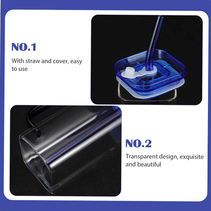 Borosilicate Glass 300ml Cup Clear & Blue