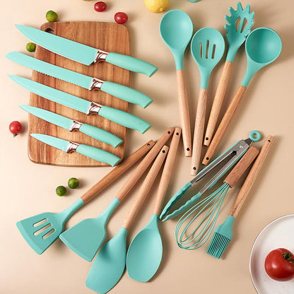 19 Piece Kitchen Utensil Set Dark Green