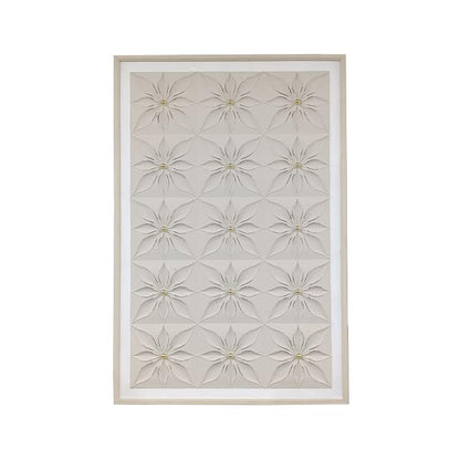 80 x 120cm Flower Design Frame Cream & Gold