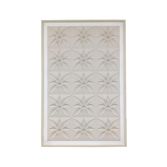 80 x 120cm Flower Design Frame Cream & Gold