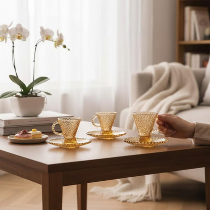 Kitchen Life 12 Piece Cup & Saucer Set Gold