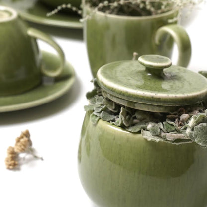 JAN Ashes & Olive Sugar Pot Green
