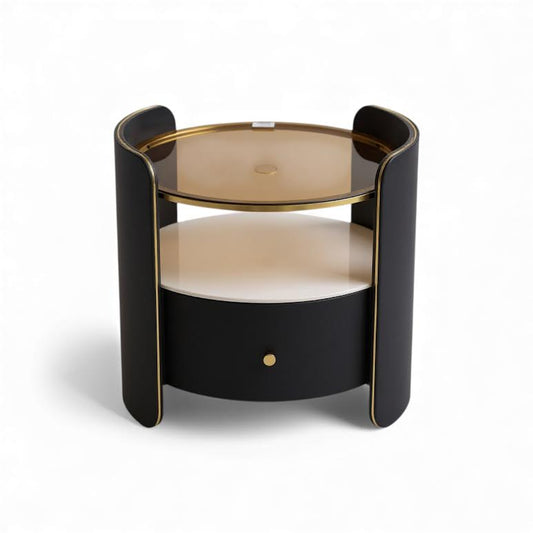 Circular Side Pedestal Black & Gold