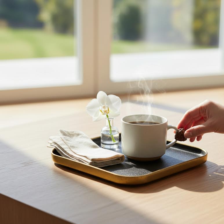 Square Side Plate with Trimmings Black & Gold