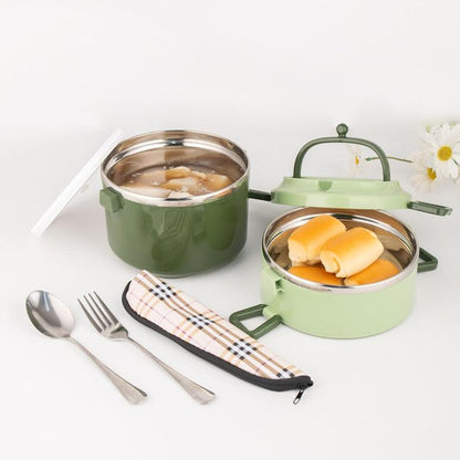 Stackable 2 Tier Lunch Box Green