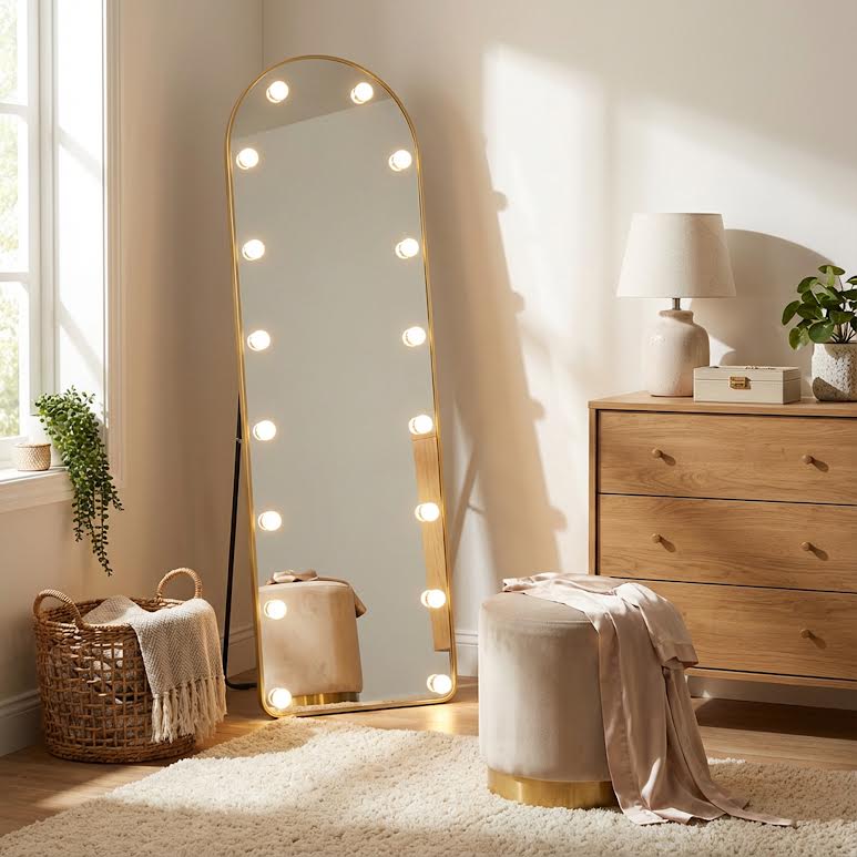 Free Standing LED Mirror Gold