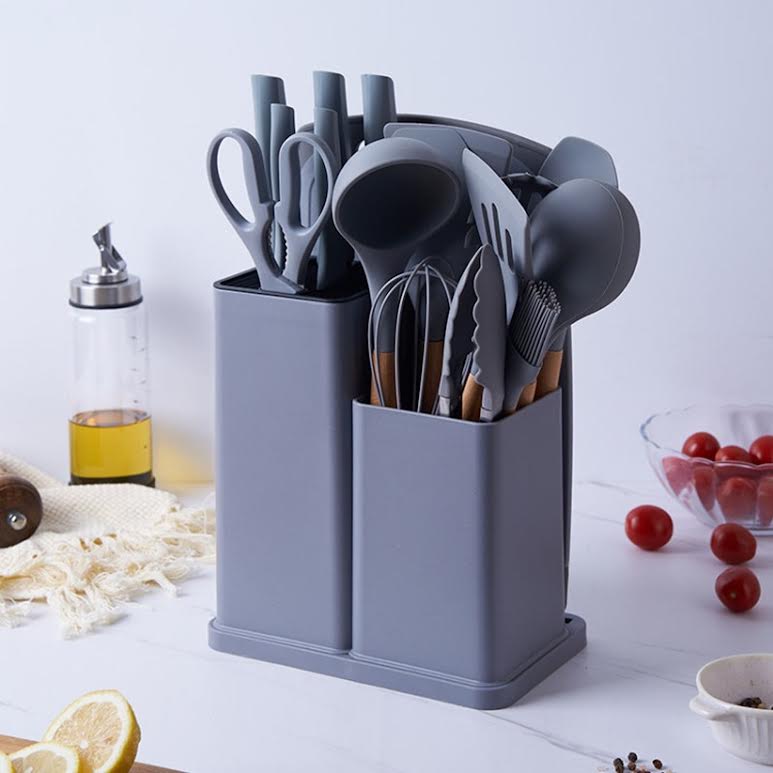 19 Piece Kitchen Utensil Set Dark Grey
