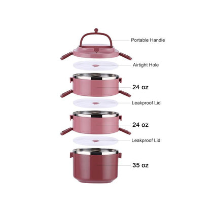 Stackable 3 Tier Lunch Box Red