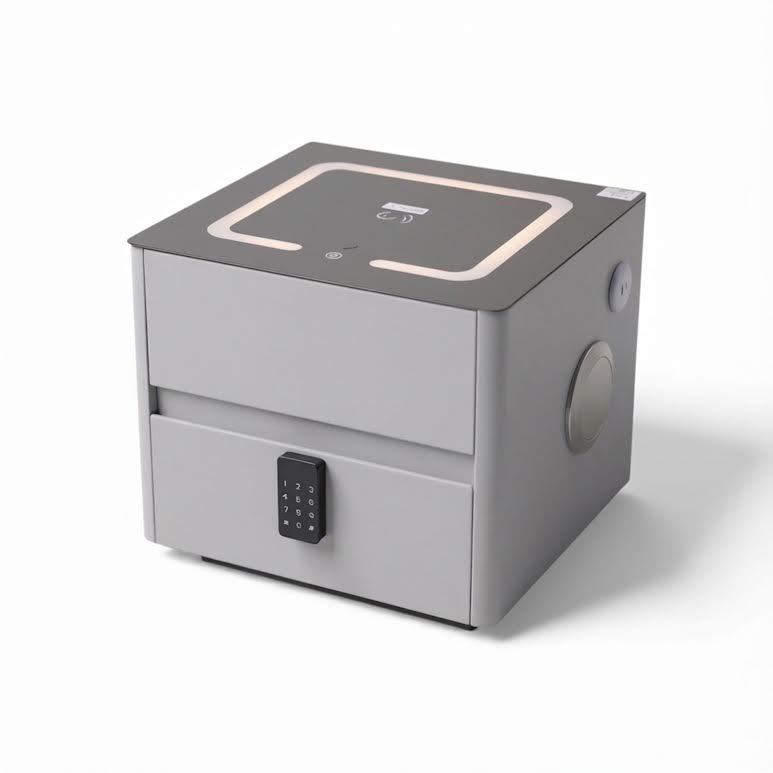 Side Pedestal with Safe & Wireless Charging Grey