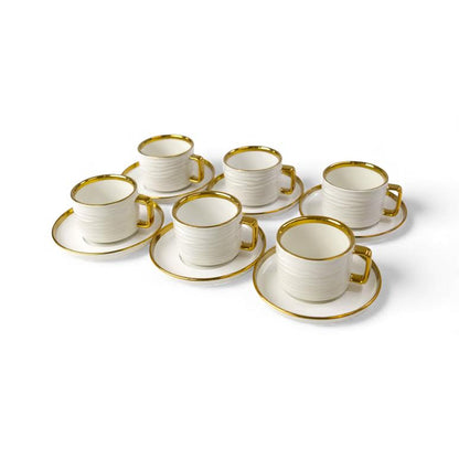 12 Piece Tea Set Gold & White