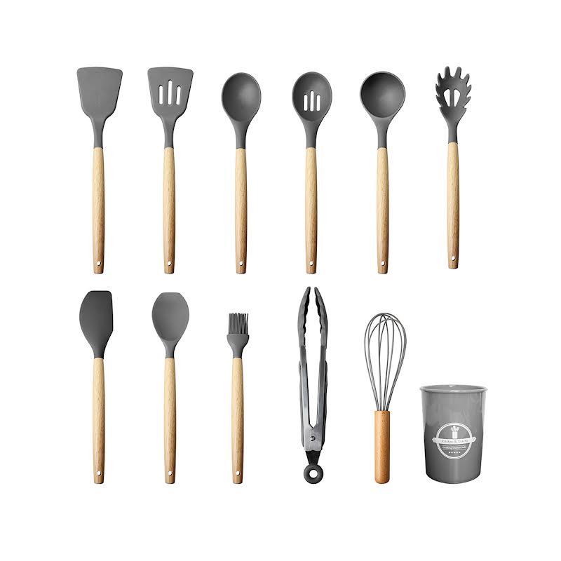 12 Piece Kitchen Utensil Set Light Grey