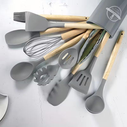 12 Piece Kitchen Utensil Set Light Grey