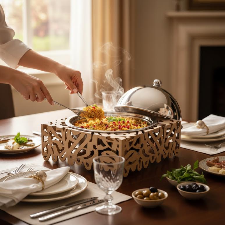 1Lt Chafing Dish Beige & Stainless Steel