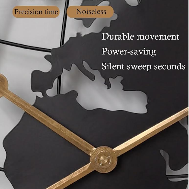60cm World Design Wall Clock Black & Gold