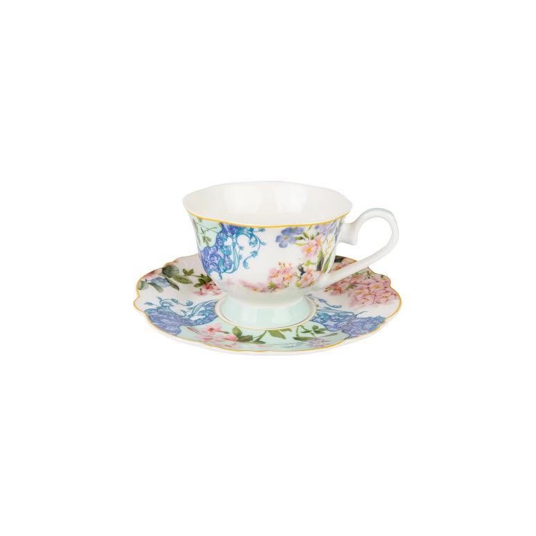 Jenna Clifford Belle Fleur 4 Piece Cup & Saucer Set Multicoloured