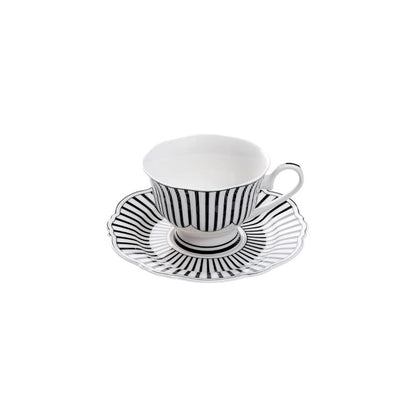 Jenna Clifford Ivory Noir 4 Piece Cup & Saucer Set Black & White