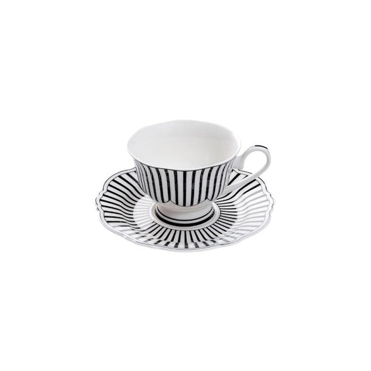 Jenna Clifford Ivory Noir 4 Piece Cup & Saucer Set Black & White