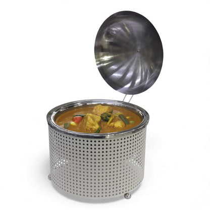 Extra Large Chafing Dish with Mesh Design White & Stainless Steel