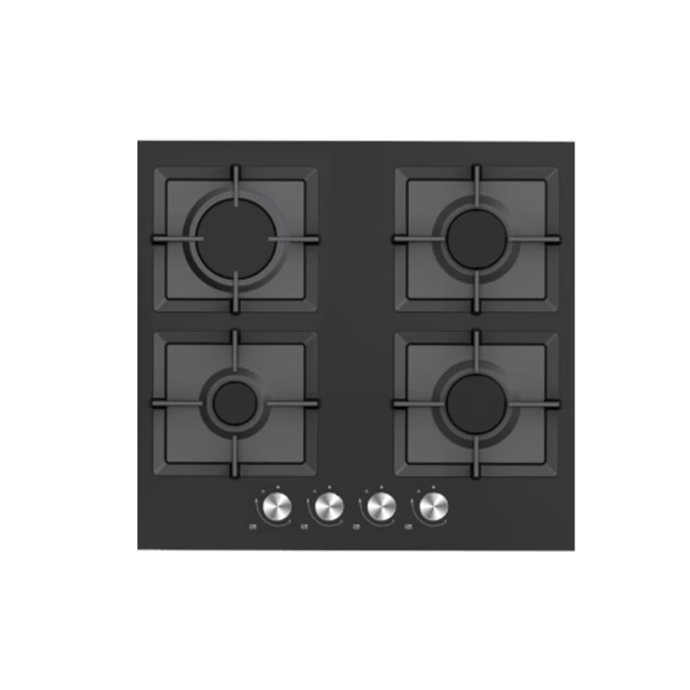 Midea 60cm 4 Burner Gas Hob Black Glass 60GK007