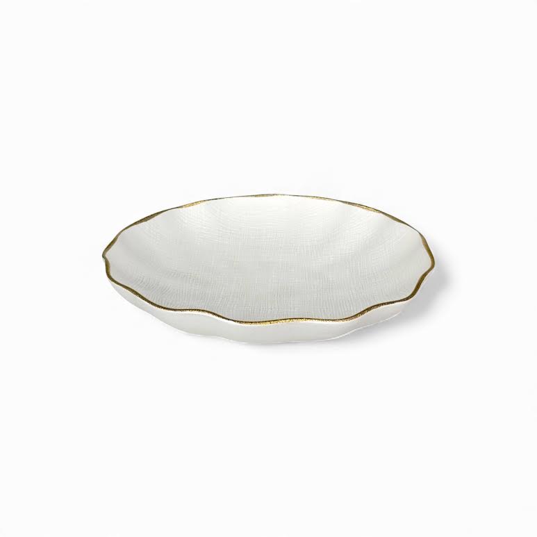 Medium Round Bowl Gold & White